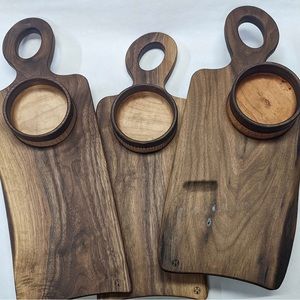 Walnut charcuterie board with bowl